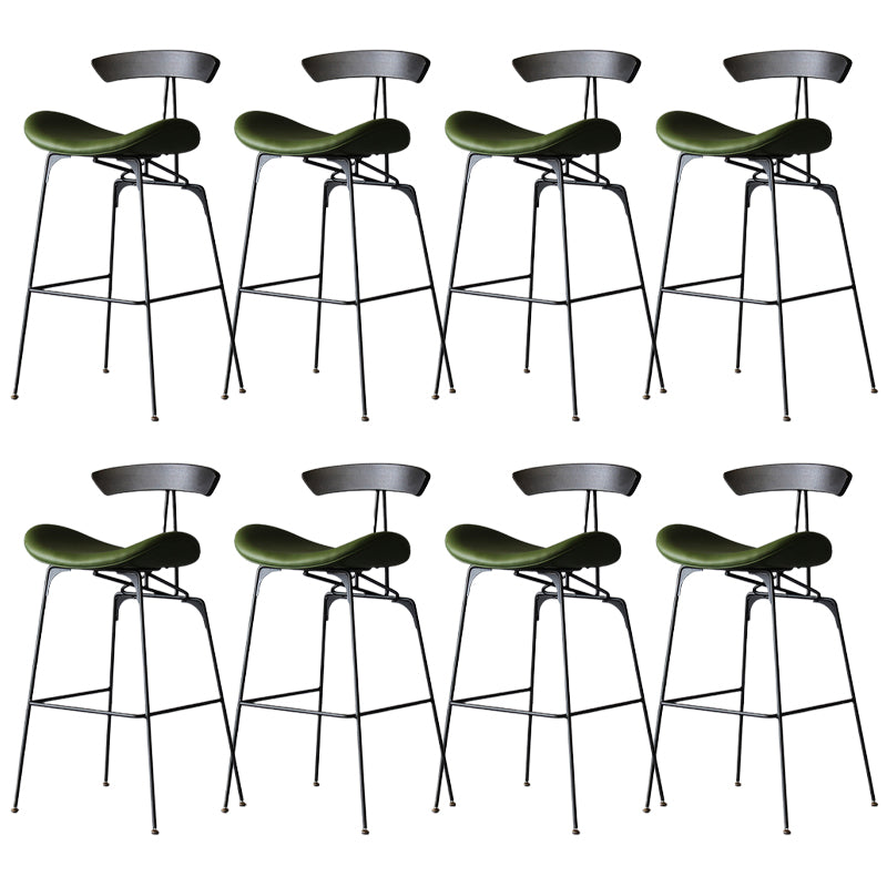 Modern Style Counter Stool Faux Leather Saddle Seat Bar Stool for Indoor