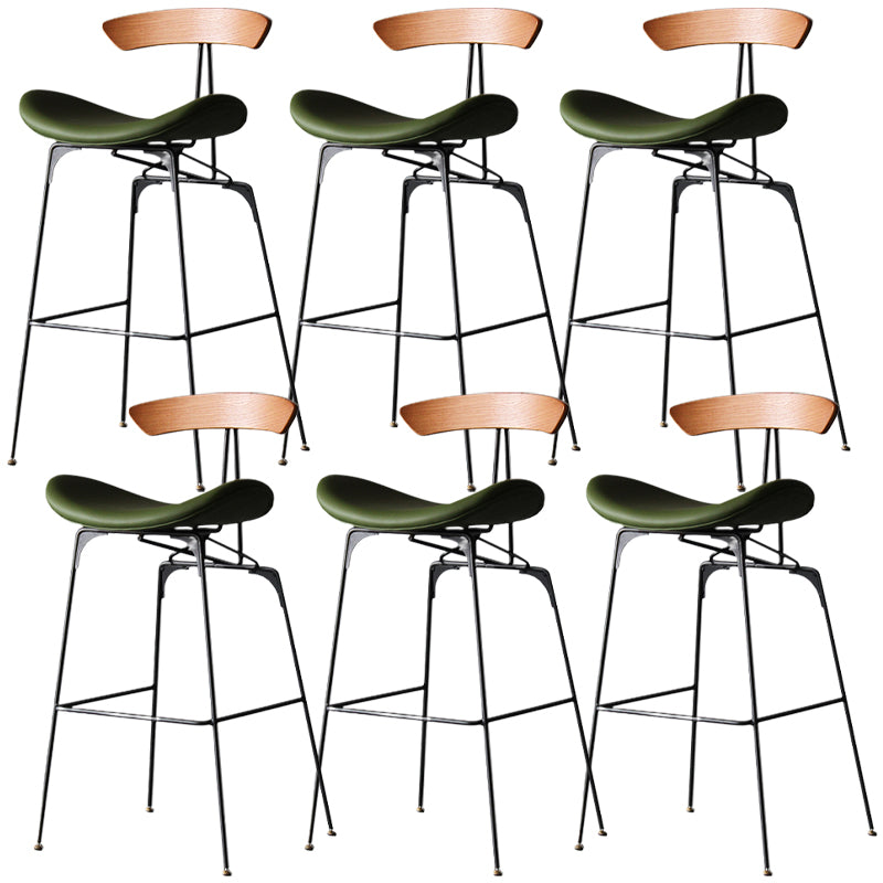 Modern Style Counter Stool Faux Leather Saddle Seat Bar Stool for Indoor