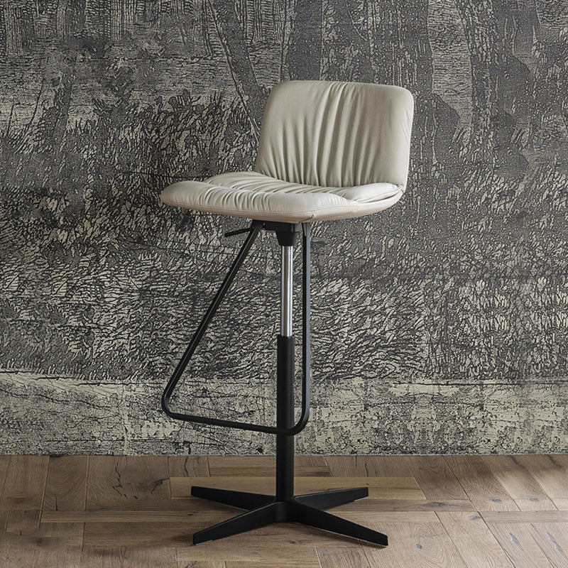 Industrial Armless Counter Stool Leather Adjustable Height Bar Stool for Indoor