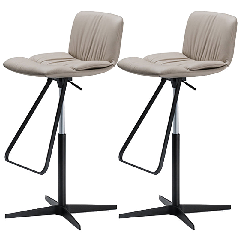 Industrial Armless Counter Stool Leather Adjustable Height Bar Stool for Indoor