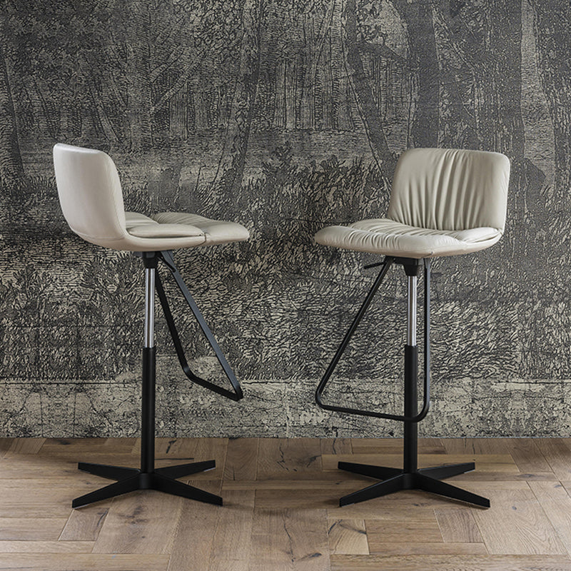 Industrial Armless Counter Stool Leather Adjustable Height Bar Stool for Indoor