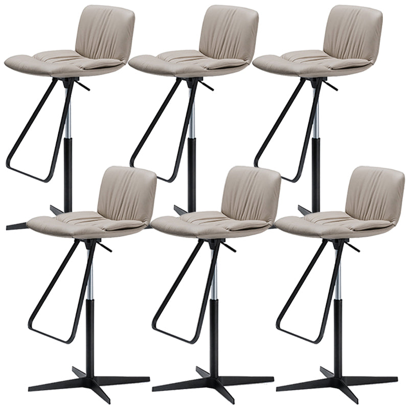 Industrial Armless Counter Stool Leather Adjustable Height Bar Stool for Indoor