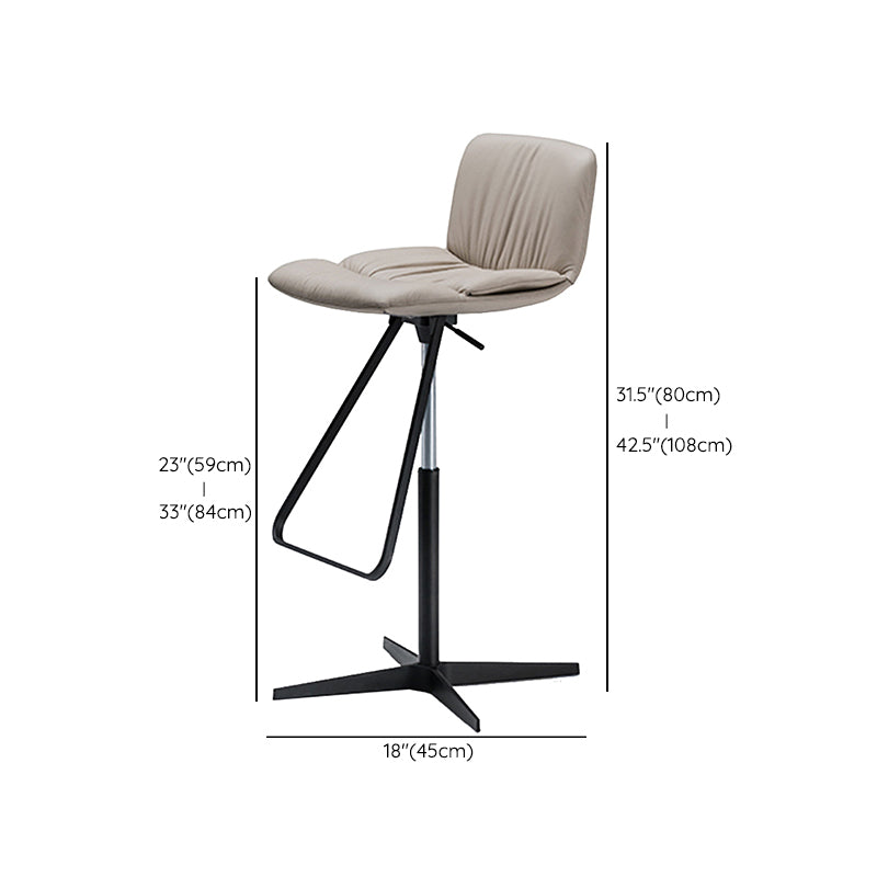 Industrial Armless Counter Stool Leather Adjustable Height Bar Stool for Indoor