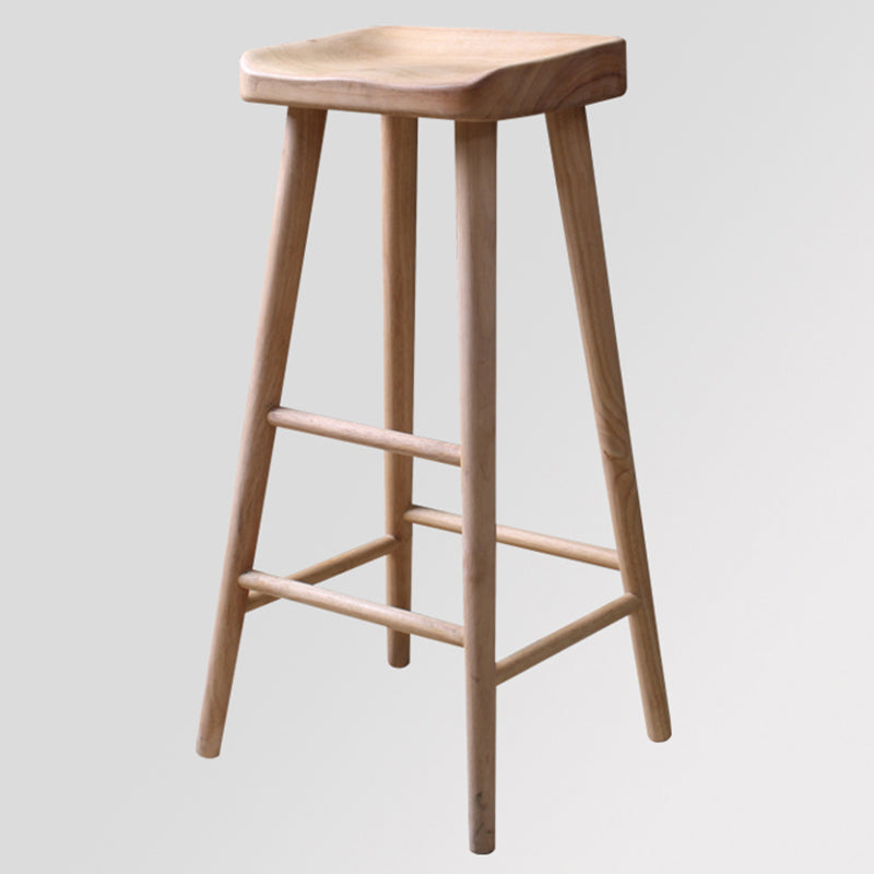 Modern Solid Wood Counter Stool Backless Bar Stool with Footrest