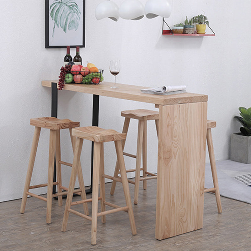 Modern Solid Wood Counter Stool Backless Bar Stool with Footrest