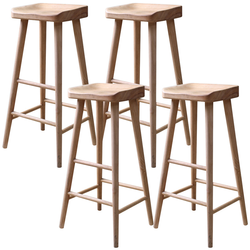 Modern Solid Wood Counter Stool Backless Bar Stool with Footrest