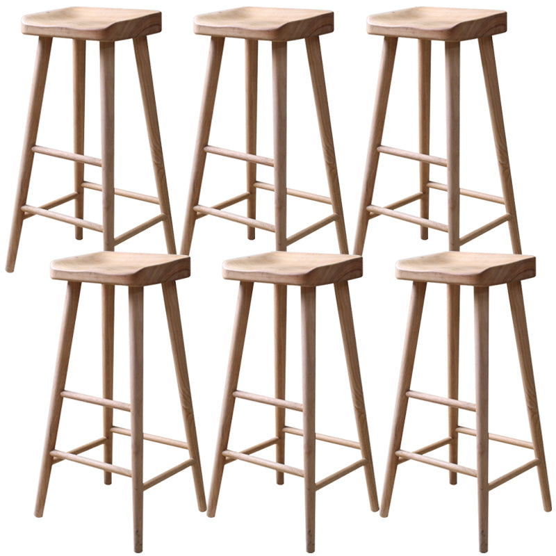Modern Solid Wood Counter Stool Backless Bar Stool with Footrest