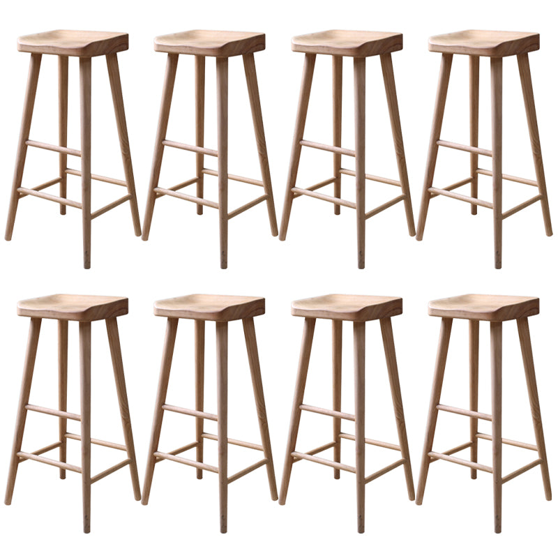 Modern Solid Wood Counter Stool Backless Bar Stool with Footrest