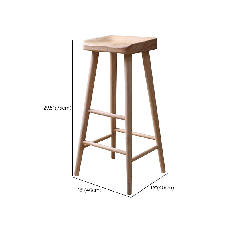 Modern Solid Wood Counter Stool Backless Bar Stool with Footrest