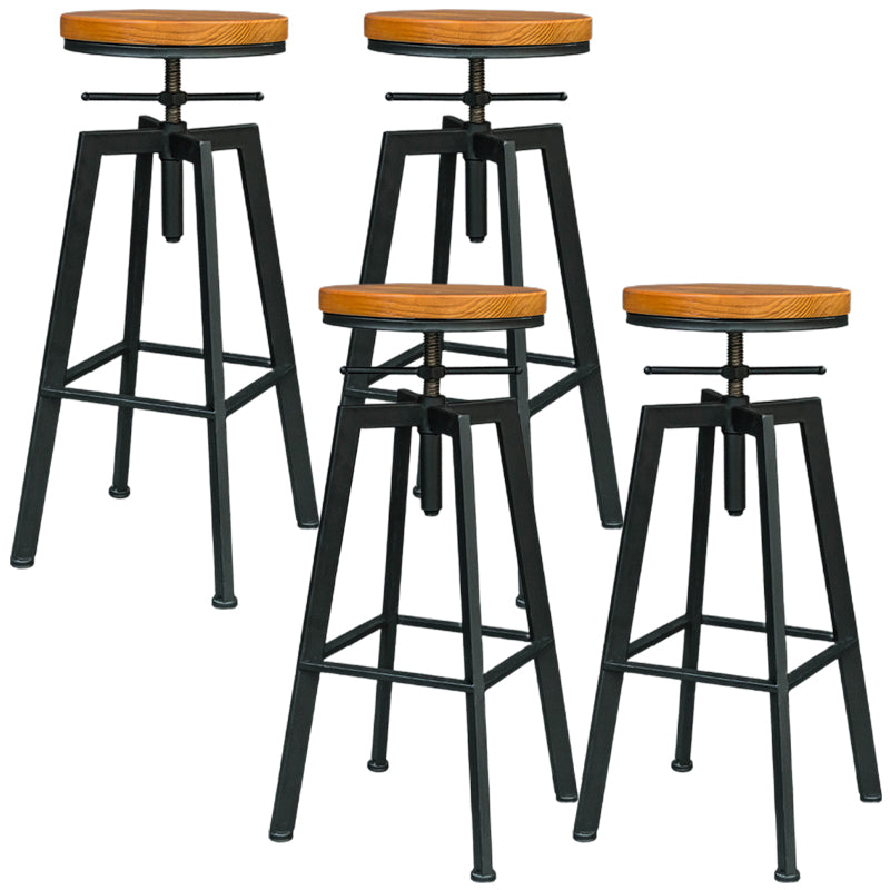 Industrial Armless Rotatable Counter Stool Iron Bar Stool with Pedal for Cafe