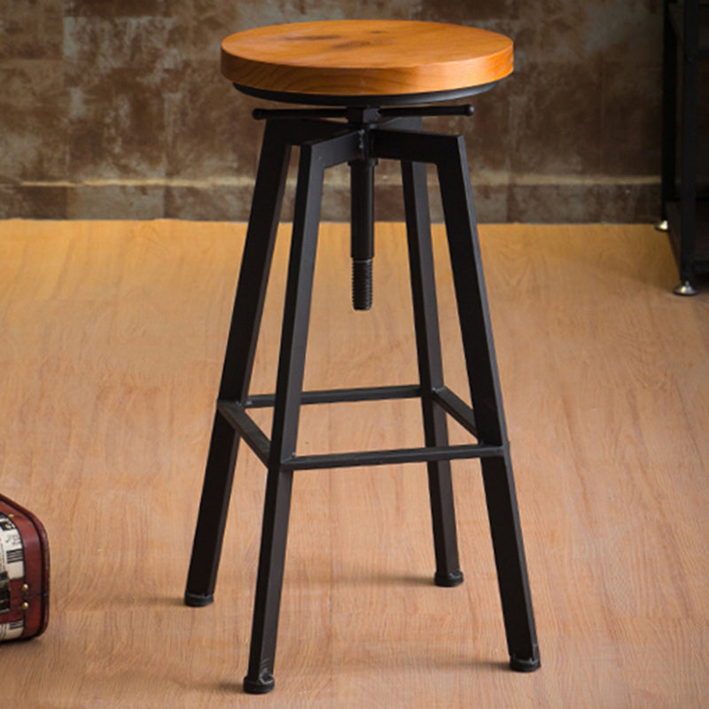 Industrial Armless Rotatable Counter Stool Iron Bar Stool with Pedal for Cafe