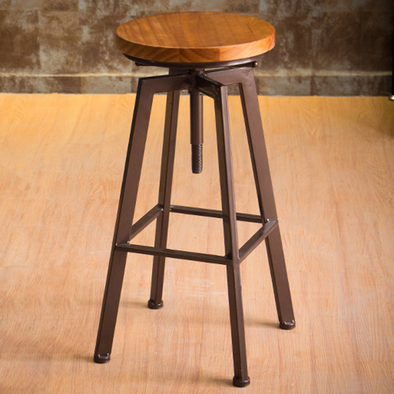 Industrial Armless Rotatable Counter Stool Iron Bar Stool with Pedal for Cafe
