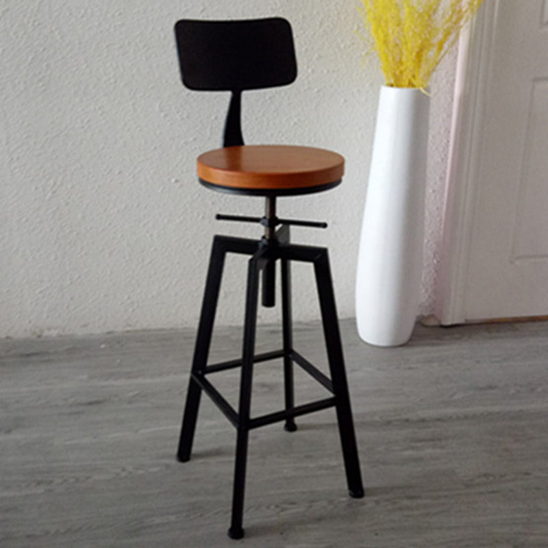 Industrial Armless Rotatable Counter Stool Iron Bar Stool with Pedal for Cafe