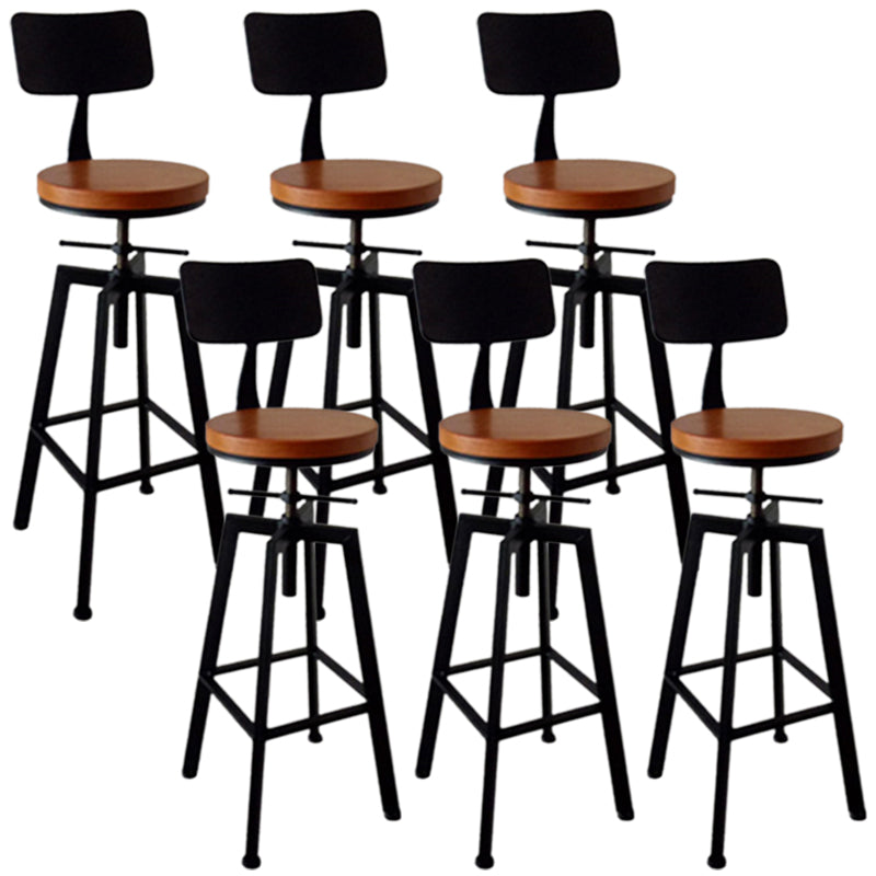 Industrial Armless Rotatable Counter Stool Iron Bar Stool with Pedal for Cafe