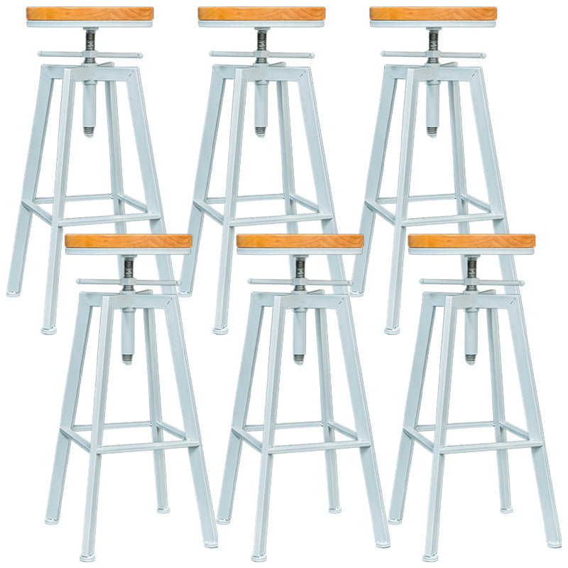 Industrial Armless Rotatable Counter Stool Iron Bar Stool with Pedal for Cafe