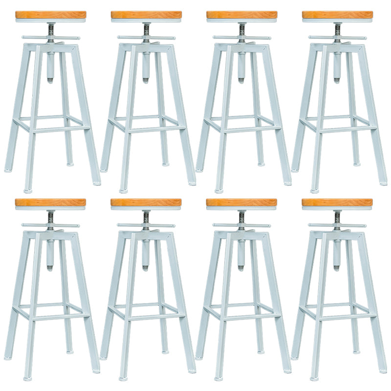 Industrial Armless Rotatable Counter Stool Iron Bar Stool with Pedal for Cafe