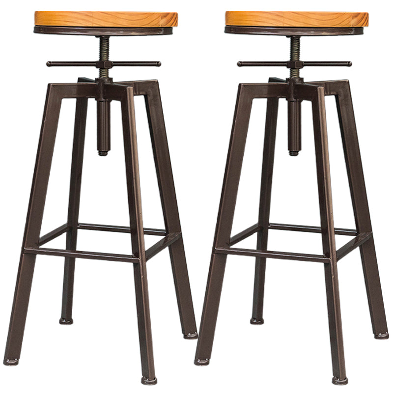 Industrial Armless Rotatable Counter Stool Iron Bar Stool with Pedal for Cafe