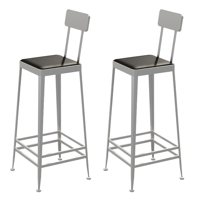 Glam Backrest Armless Counter Stool Iron Bar Stool with Cushion and Pedal for Cafe