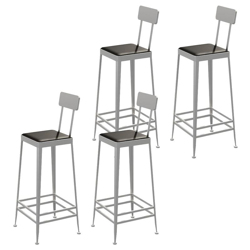 Glam Backrest Armless Counter Stool Iron Bar Stool with Cushion and Pedal for Cafe