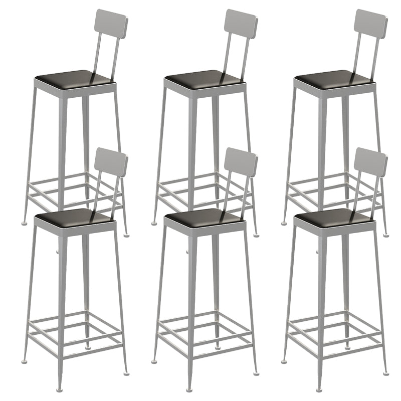 Glam Backrest Armless Counter Stool Iron Bar Stool with Cushion and Pedal for Cafe