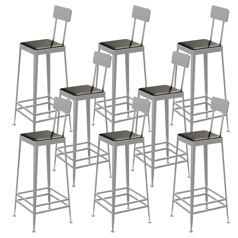 Glam Backrest Armless Counter Stool Iron Bar Stool with Cushion and Pedal for Cafe