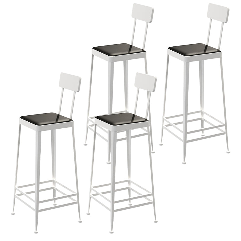 Glam Backrest Armless Counter Stool Iron Bar Stool with Cushion and Pedal for Cafe