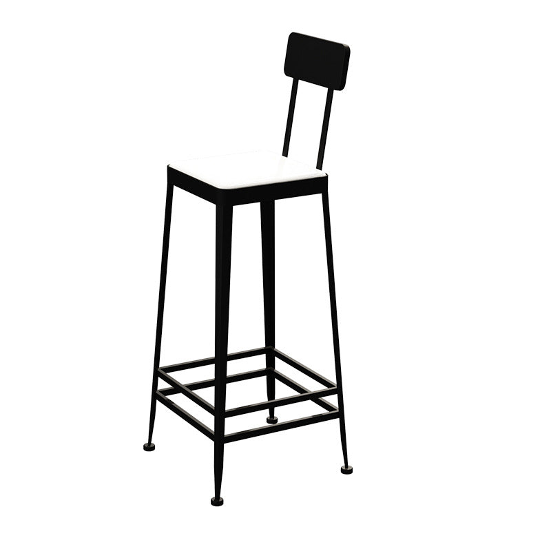 Glam Backrest Armless Counter Stool Iron Bar Stool with Cushion and Pedal for Cafe