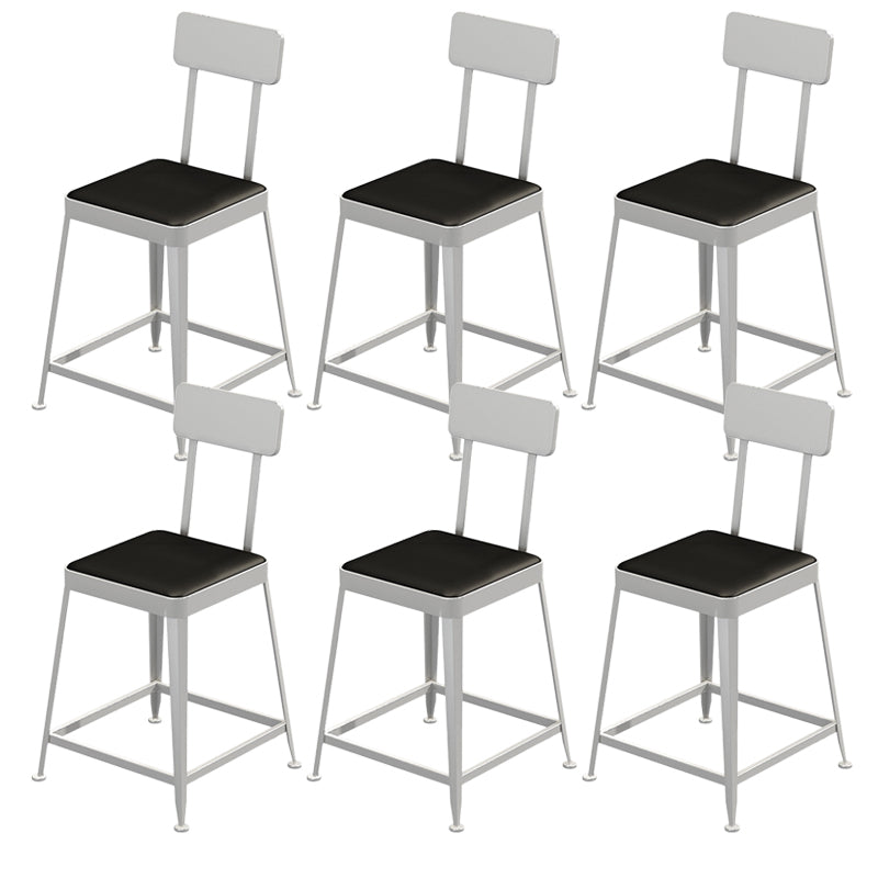 Glam Backrest Armless Counter Stool Iron Bar Stool with Cushion and Pedal for Cafe