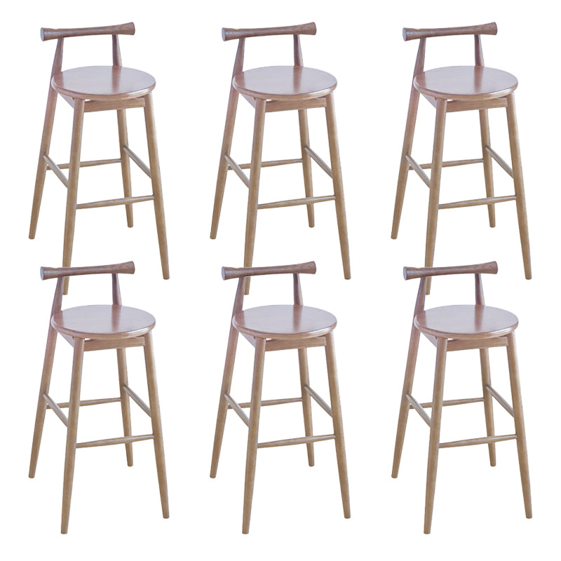 Low Back Dining Stool Industrial Armless Bar Stool with Wood Base