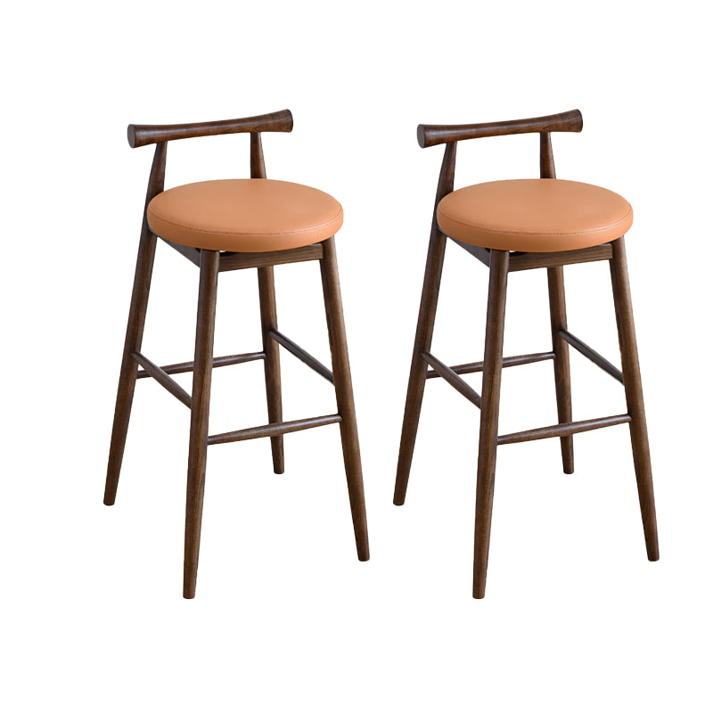 Low Back Dining Stool Industrial Armless Bar Stool with Wood Base