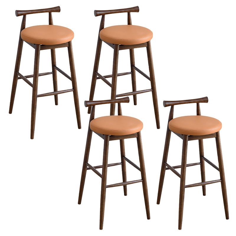 Low Back Dining Stool Industrial Armless Bar Stool with Wood Base