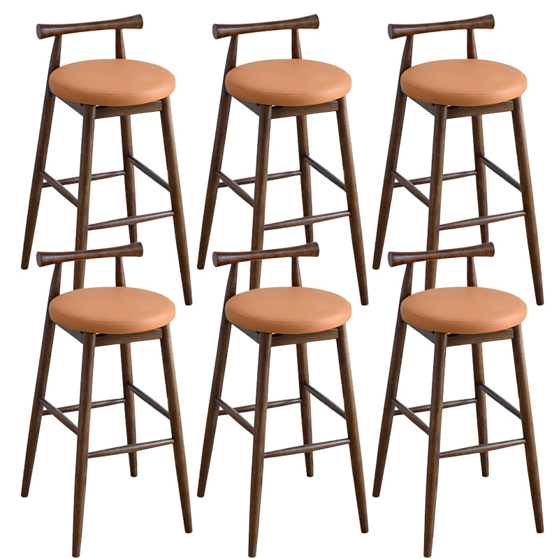 Low Back Dining Stool Industrial Armless Bar Stool with Wood Base