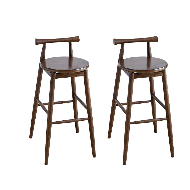 Low Back Dining Stool Industrial Armless Bar Stool with Wood Base