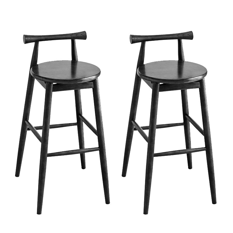 Low Back Dining Stool Industrial Armless Bar Stool with Wood Base