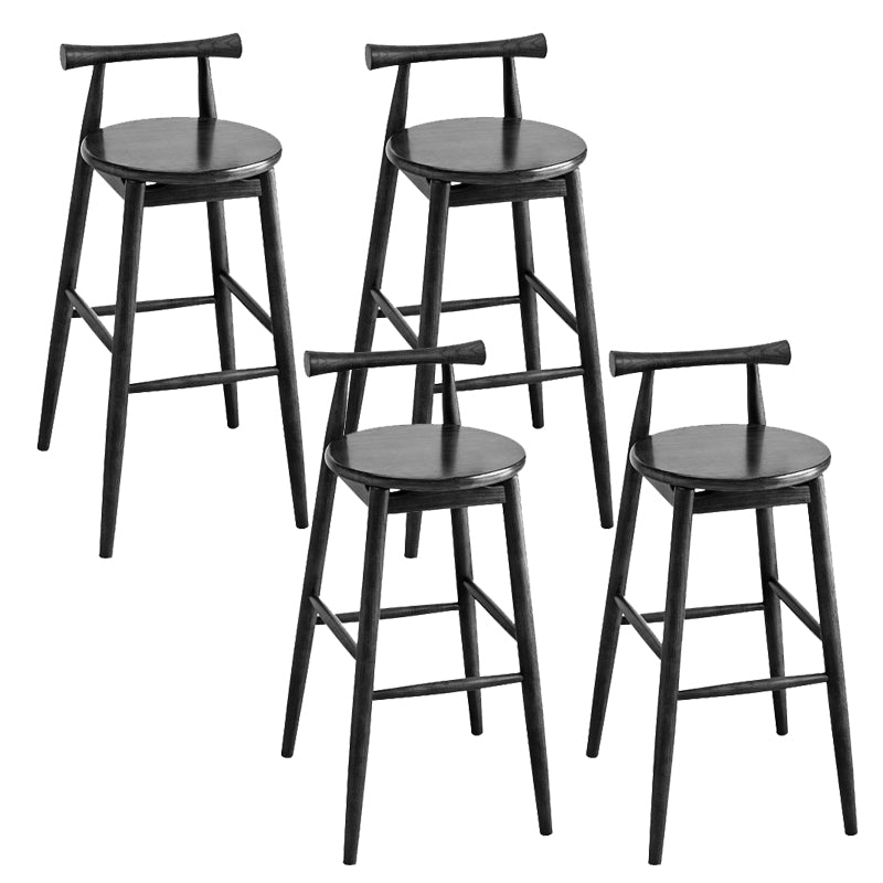 Low Back Dining Stool Industrial Armless Bar Stool with Wood Base