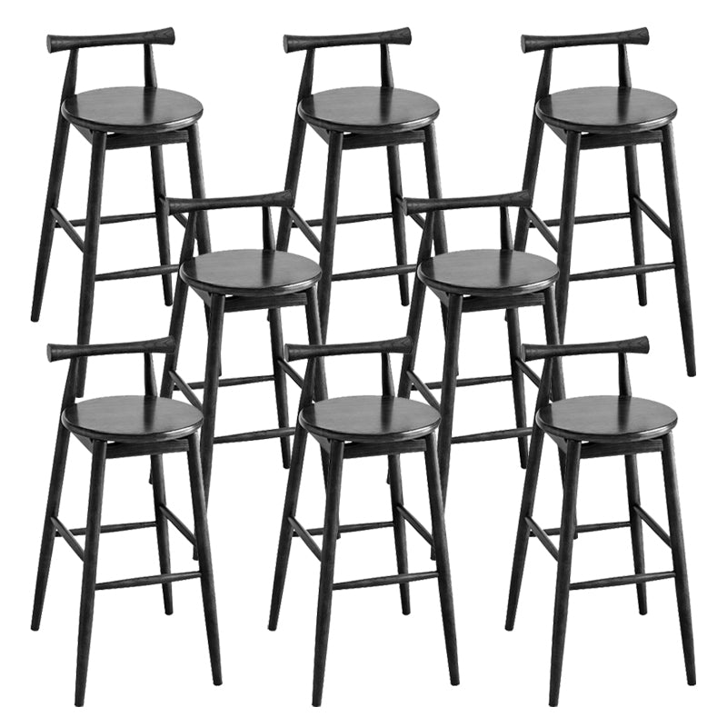Low Back Dining Stool Industrial Armless Bar Stool with Wood Base