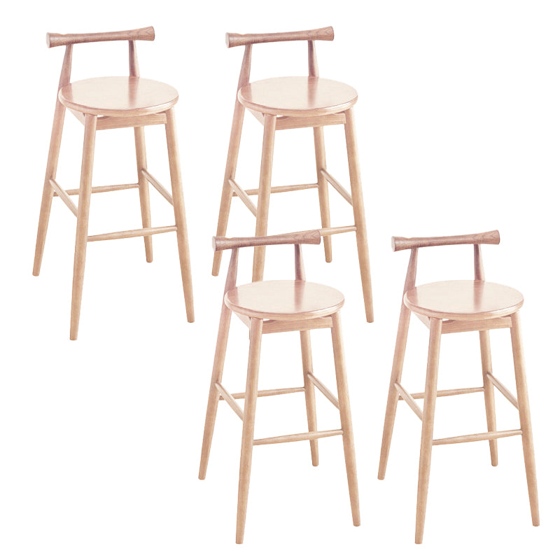 Low Back Dining Stool Industrial Armless Bar Stool with Wood Base