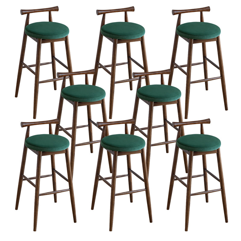 Low Back Dining Stool Industrial Armless Bar Stool with Wood Base