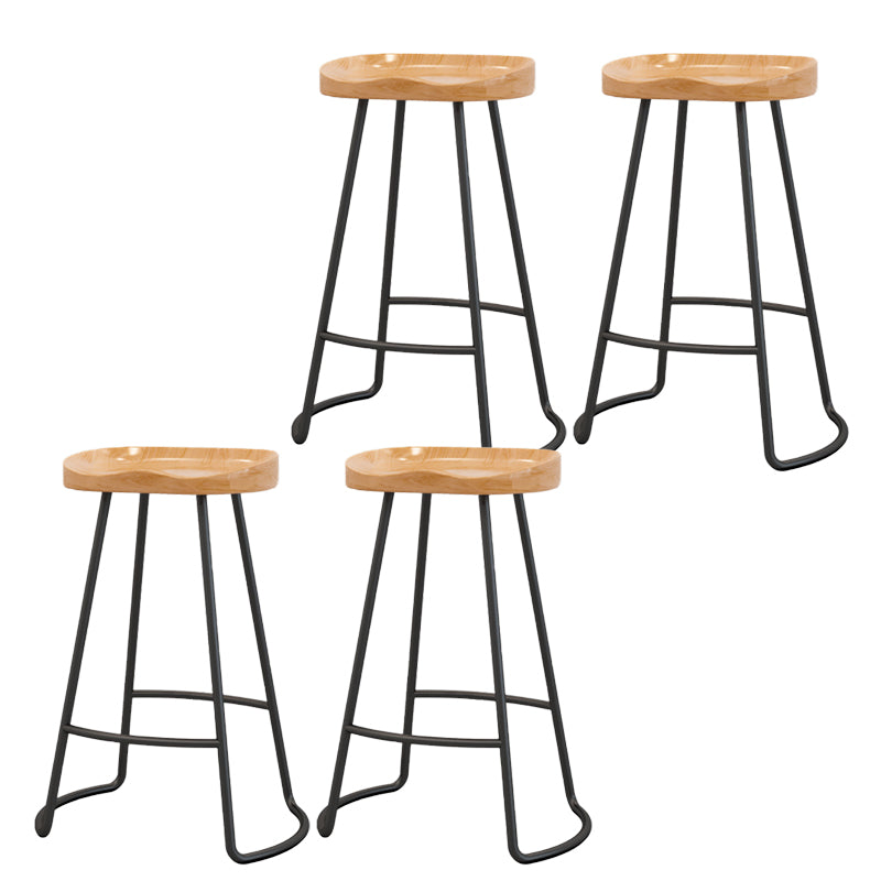 Modern Armless Backless Counter Stool Wood Bar Stool with Pedal for Milk Tea Shop
