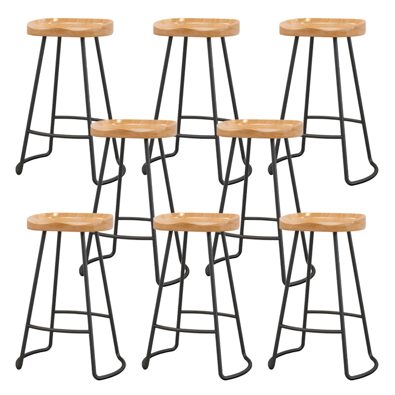 Modern Armless Backless Counter Stool Wood Bar Stool with Pedal for Milk Tea Shop