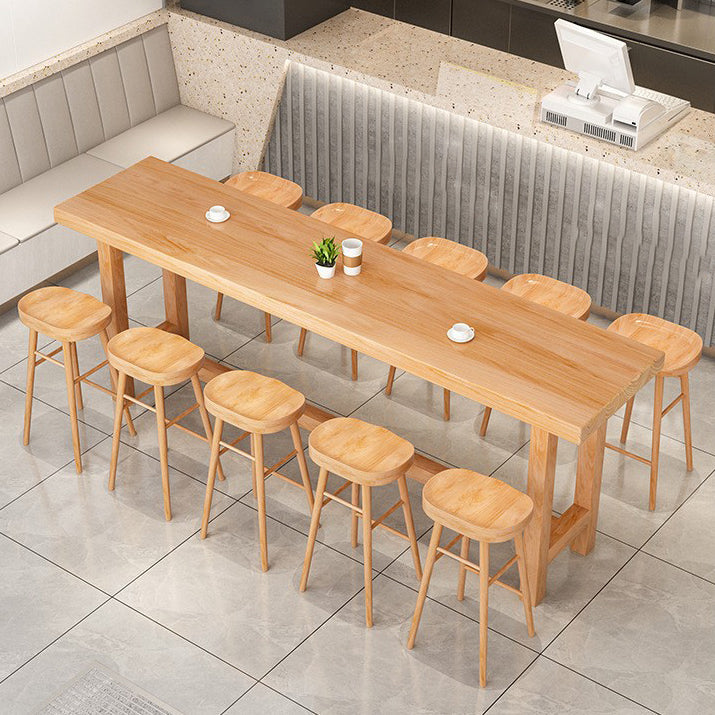 Modern Armless Backless Counter Stool Wood Bar Stool with Pedal for Milk Tea Shop