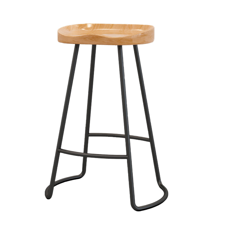 Modern Armless Backless Counter Stool Wood Bar Stool with Pedal for Milk Tea Shop