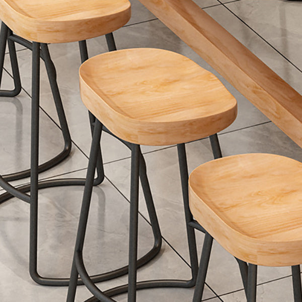 Modern Armless Backless Counter Stool Wood Bar Stool with Pedal for Milk Tea Shop