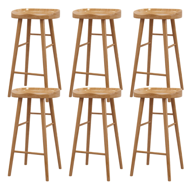 Modern Armless Backless Counter Stool Wood Bar Stool with Pedal for Milk Tea Shop