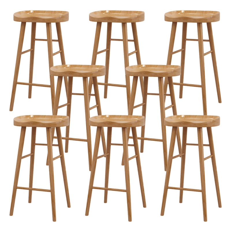 Modern Armless Backless Counter Stool Wood Bar Stool with Pedal for Milk Tea Shop