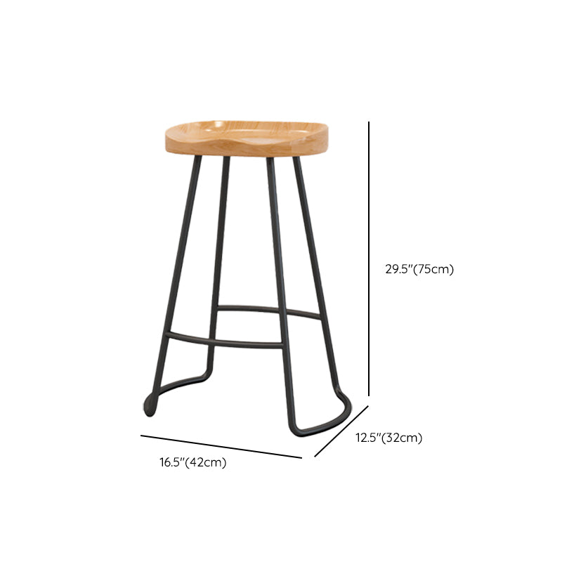 Modern Armless Backless Counter Stool Wood Bar Stool with Pedal for Milk Tea Shop