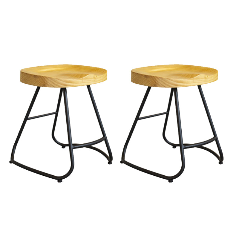 Modern Armless Backless Counter Stool Iron Bar Stool with Pedal for Milk Tea Shop