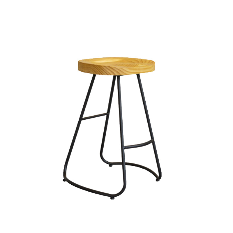 Modern Armless Backless Counter Stool Iron Bar Stool with Pedal for Milk Tea Shop