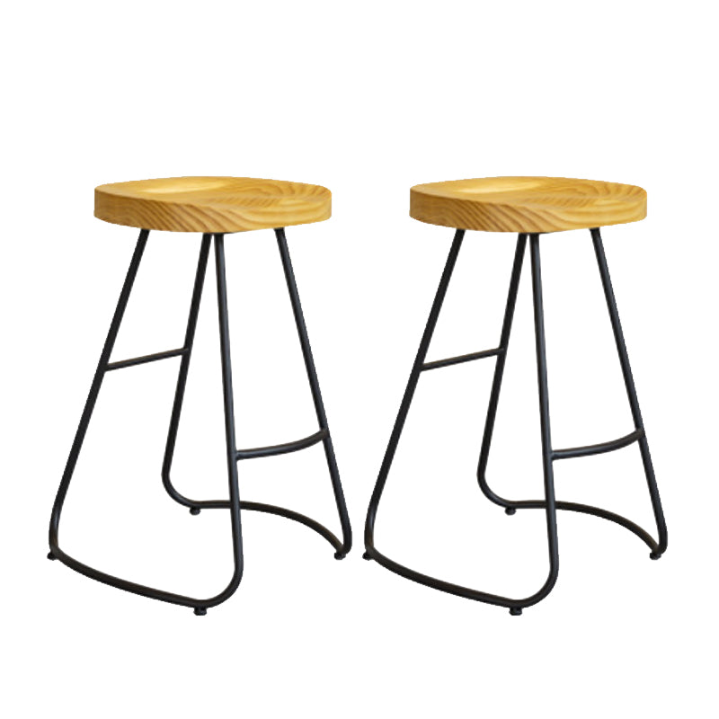 Modern Armless Backless Counter Stool Iron Bar Stool with Pedal for Milk Tea Shop