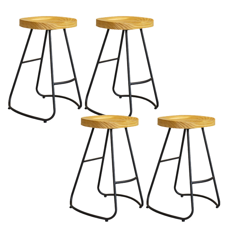 Modern Armless Backless Counter Stool Iron Bar Stool with Pedal for Milk Tea Shop